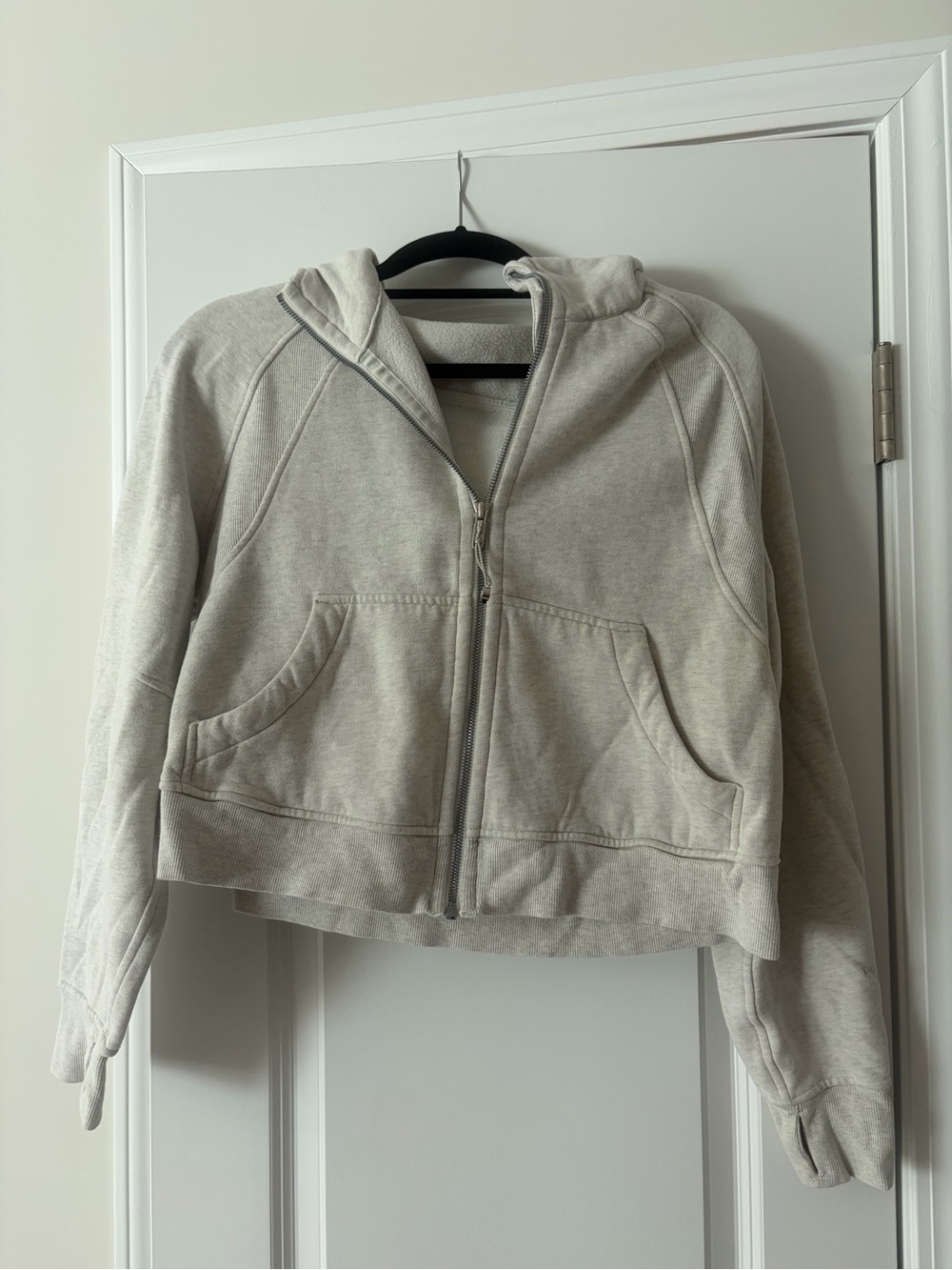 lululemon Light Beige Hooded Zip Scuba Jacket